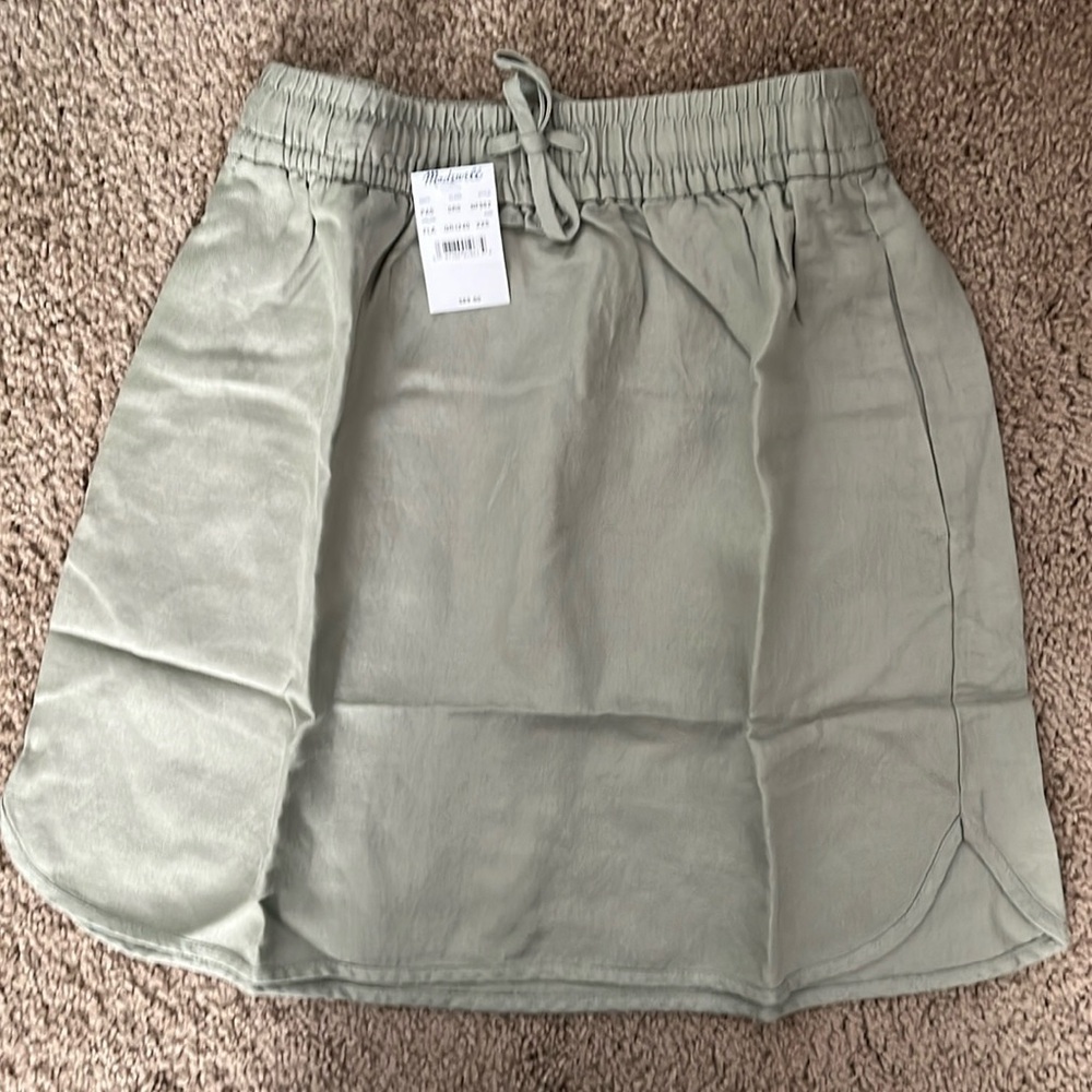 Madewell Curved Hem Linen-Blend Mini-Skirt, NWT